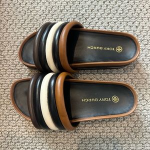 Tory Burch Quilted Leather Nappa Flatform sandals